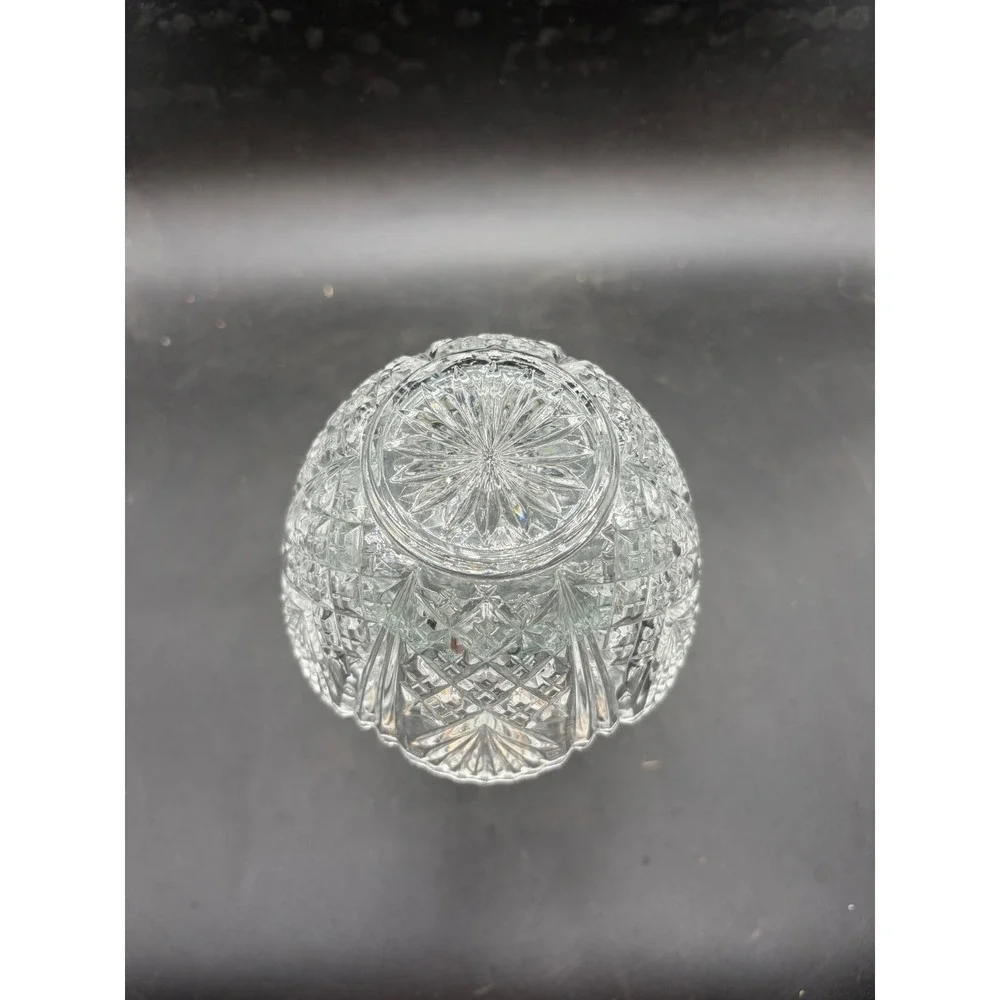 Vintage Crystal Glass Fairy Lamp Candle Holder Diamond Point Cut 2 Piece 6.5in